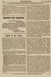 Scan of George Davison's final argument on Impressionism in Photography, published in Photography Journal V5, April 1893, page 256