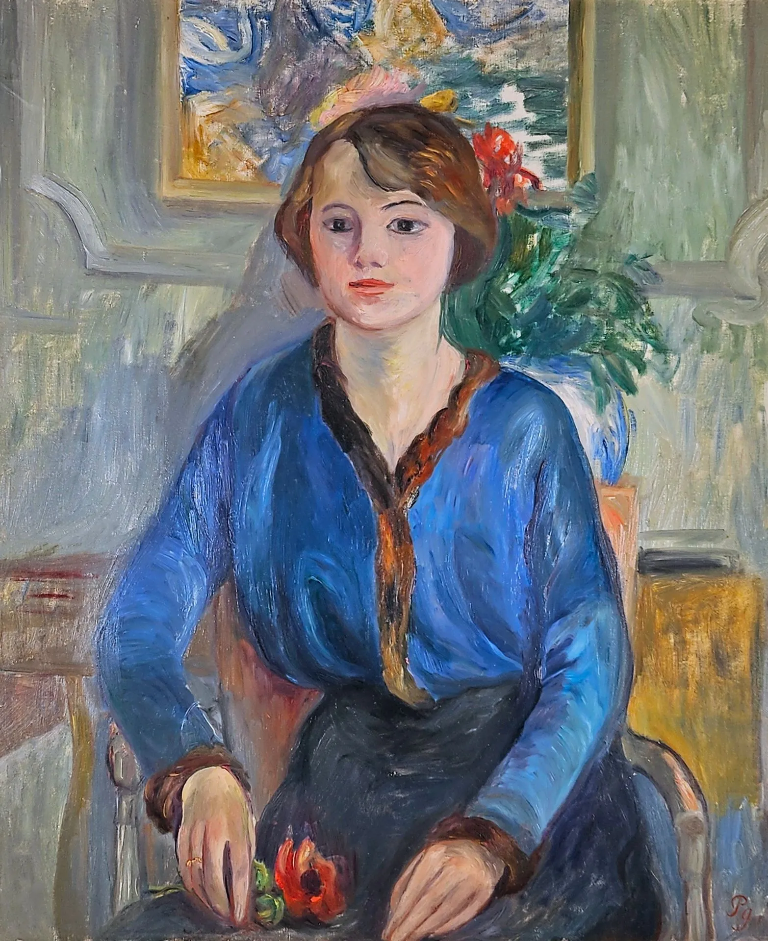 Portrait de femme à la blouse bleue - Paule Gobillard - Réhahn Collection