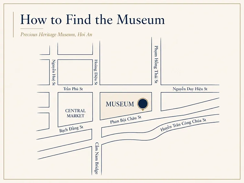 Map showing how to find the Precious Heritage Museum in Hoi An