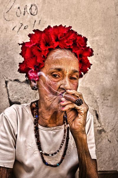 Cuban lady smoking cigars